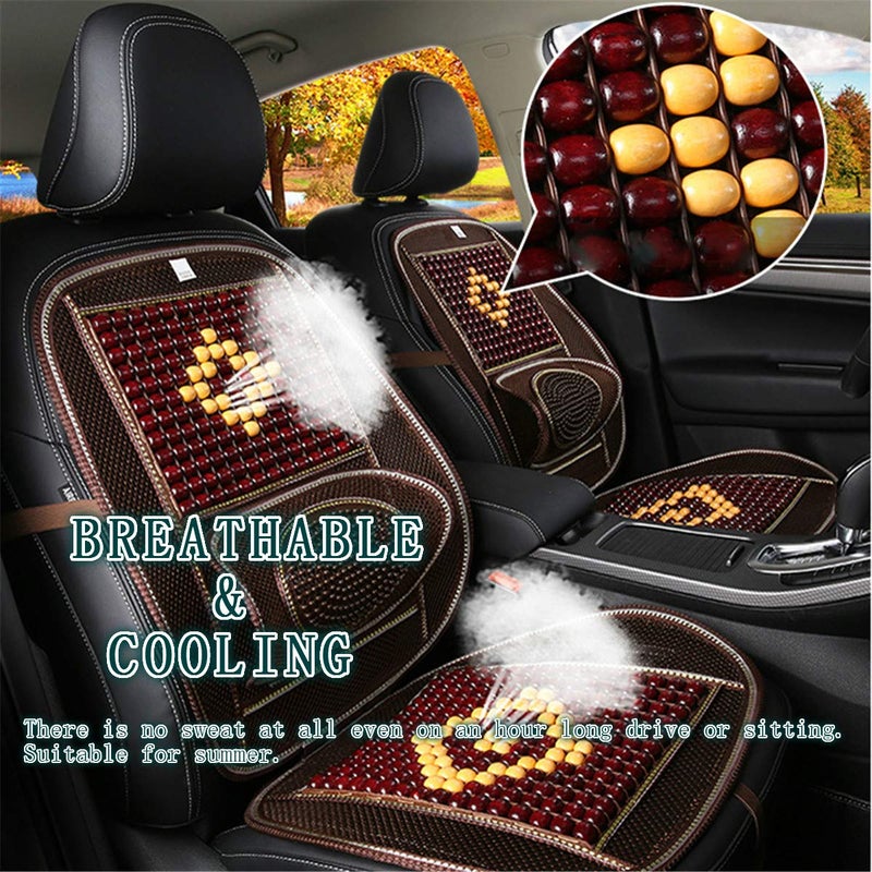 LKXHarleya Wood Beaded Comfort Seat Cover with Cooling Ventilated Mesh Lumbar Back Brace Massage Support Cushion for Car Seat Chair - Image 4